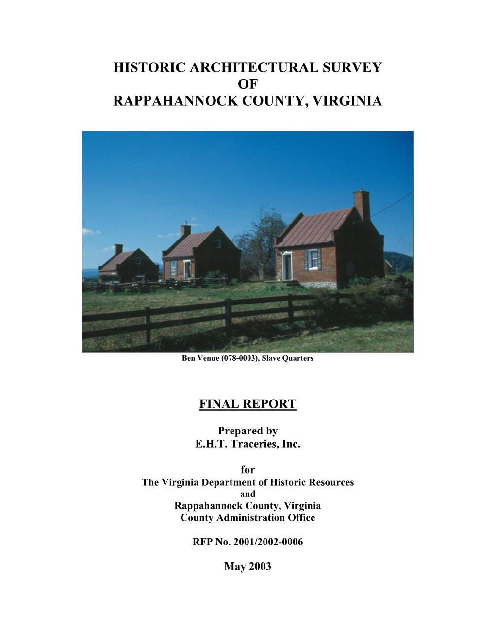 Historic Architectural Survey of Rappahannock County, Virginia