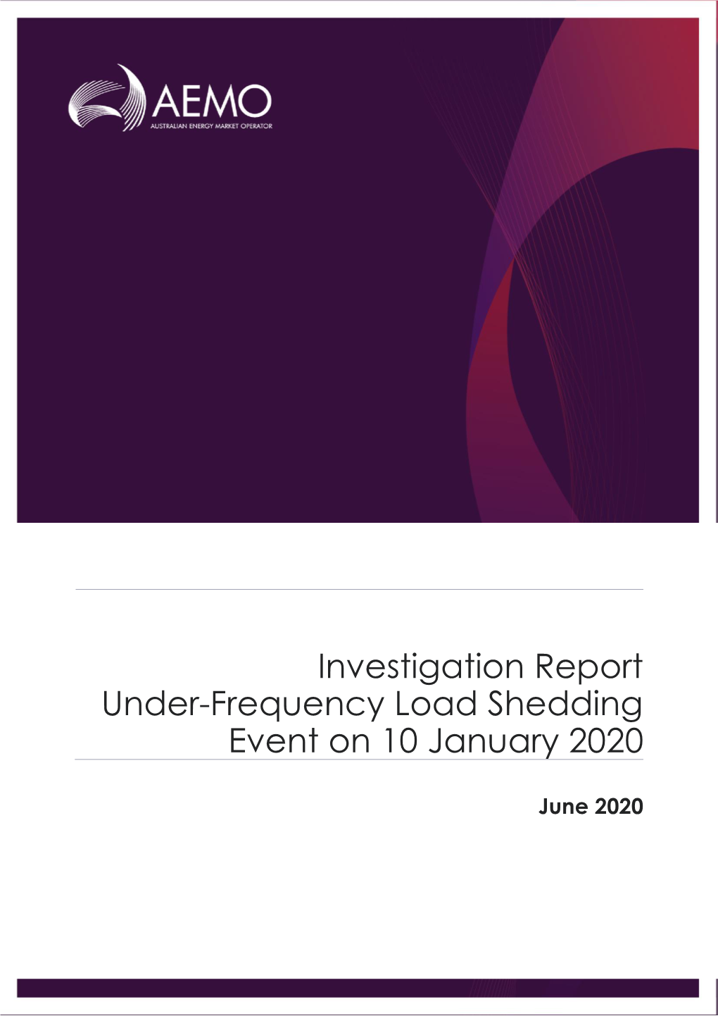 Investigation Report Under-Frequency Load Shedding Event on 10 January 2020