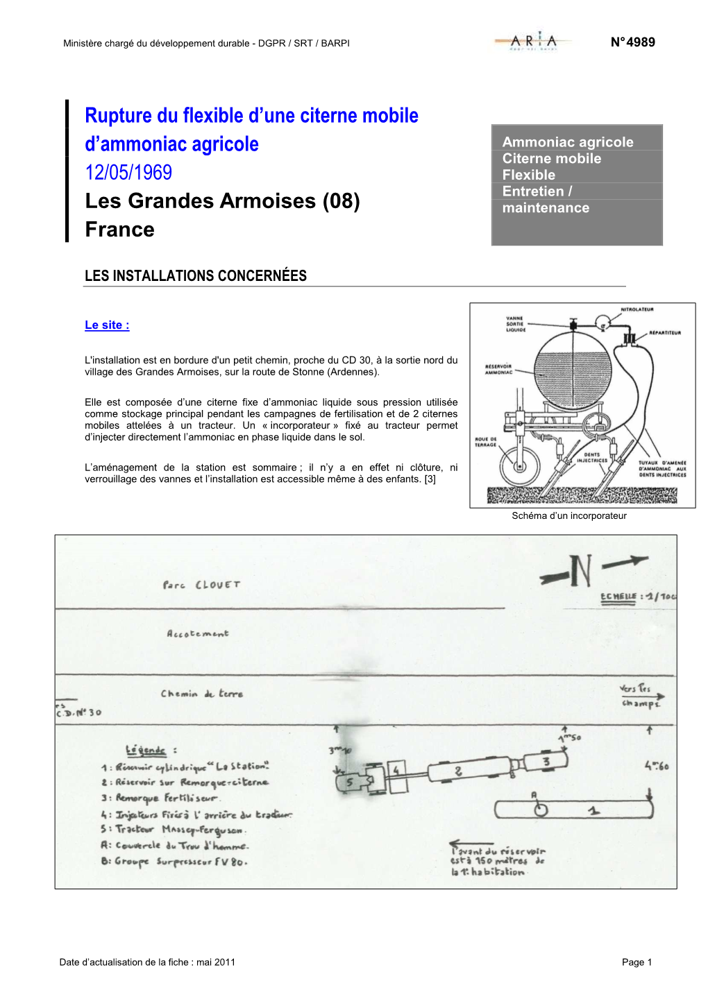 Rupture Du Flexible D'une Citerne Mobile D'ammoniac Agricole 12/05