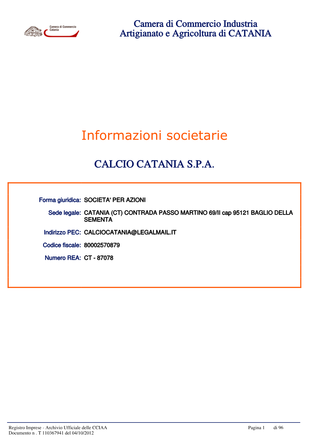 Informazioni Societarie