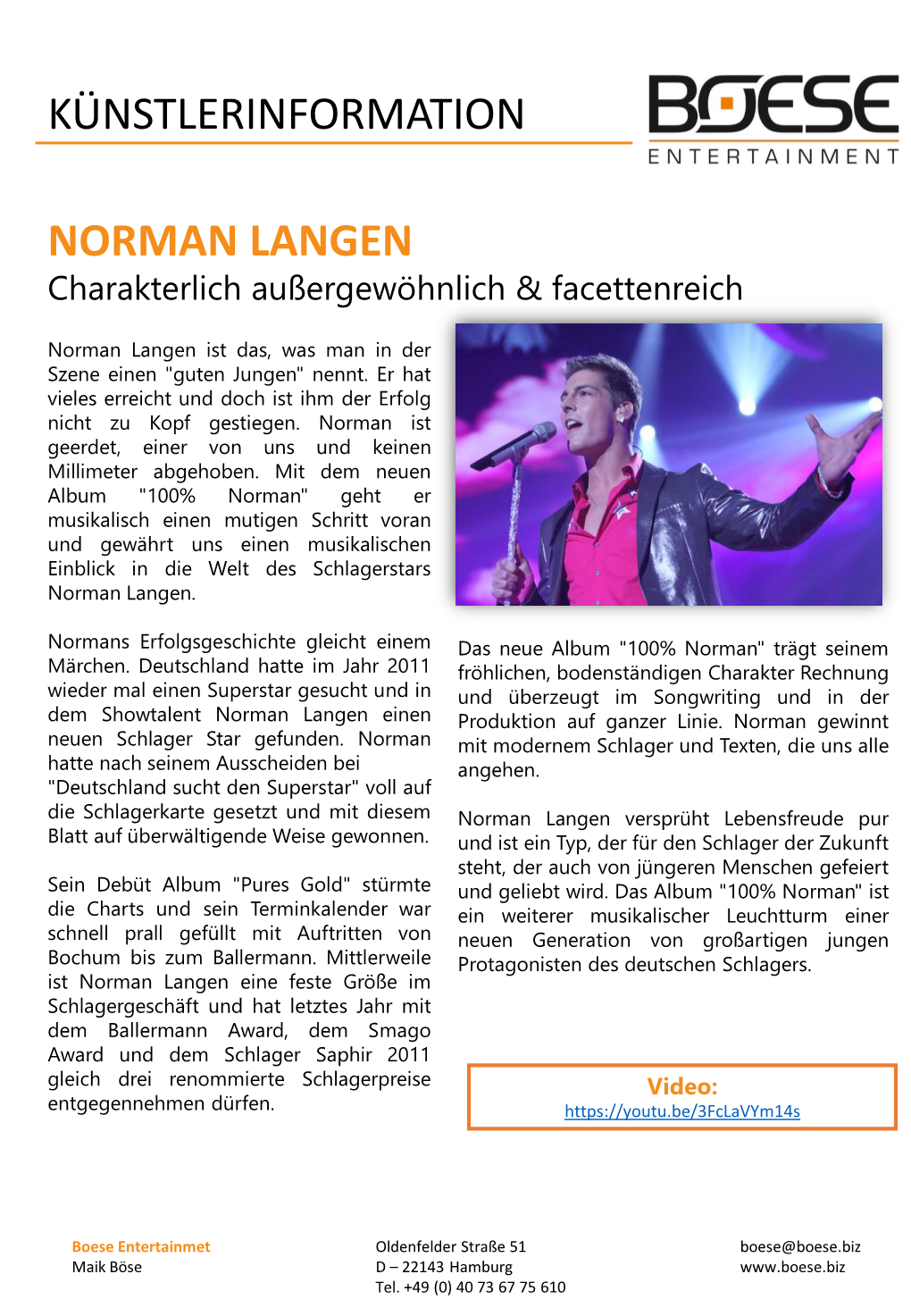 Künstlerinformation Norman Langen