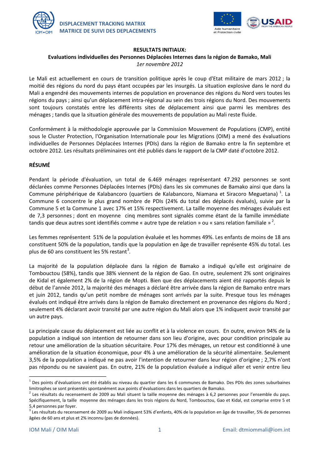 Displacement Tracking Matrix Matrice De Suivi Des Deplacements