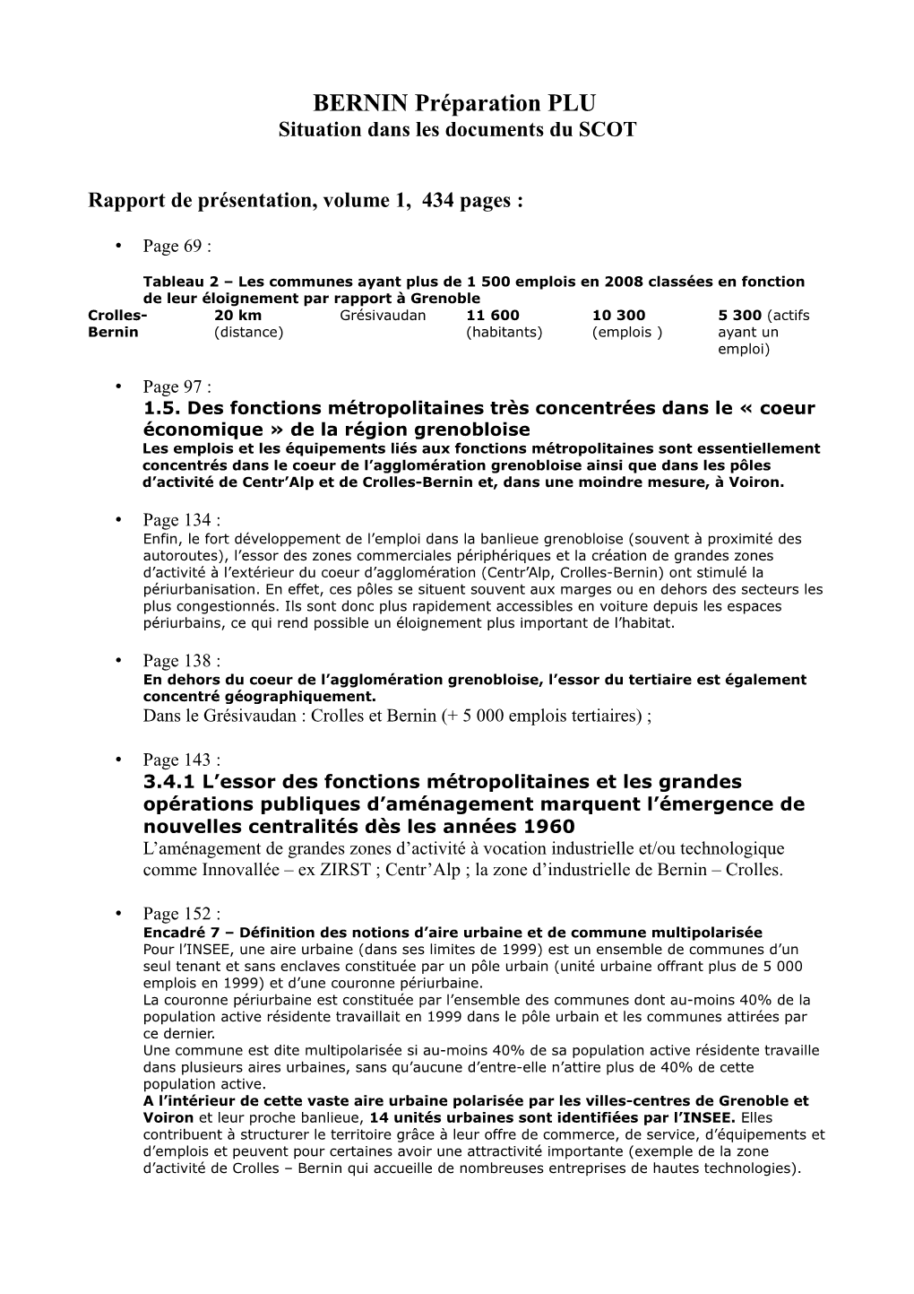 BERNIN Préparation PLU Situation Dans Les Documents Du SCOT