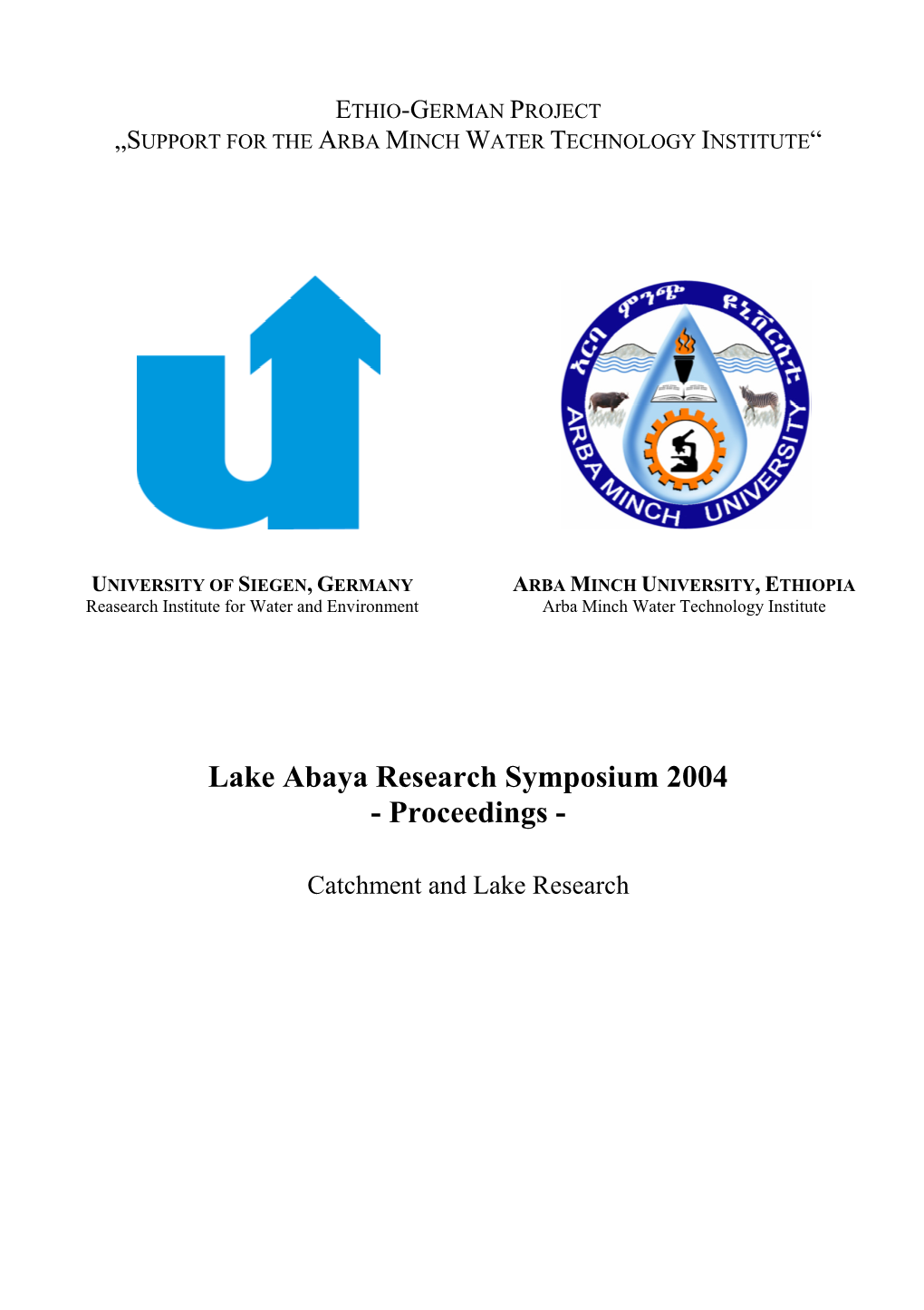 Lake Abaya Research Symposium 2004 - Proceedings