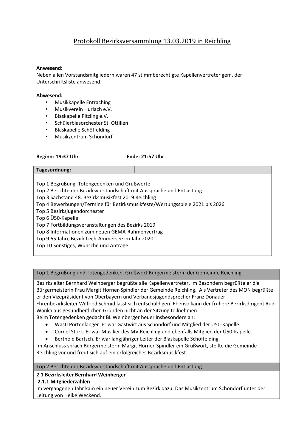 Protokoll Bezirksversammlung 13.03.2019 in Reichling