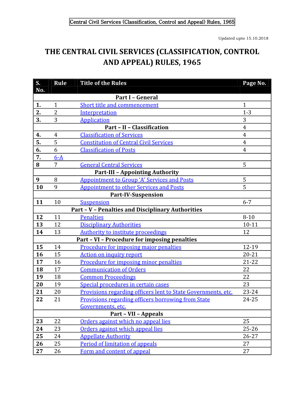 The Central Civil Services (Classification, Control and Appeal) Rules, 1965