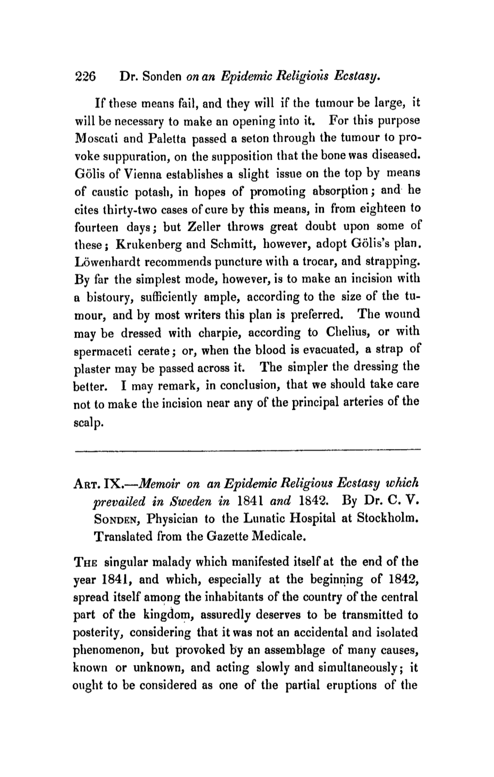 Memoir on an Epidemic Religious Ecstasy Which Prevailed in Sweden in 1841 and 1842