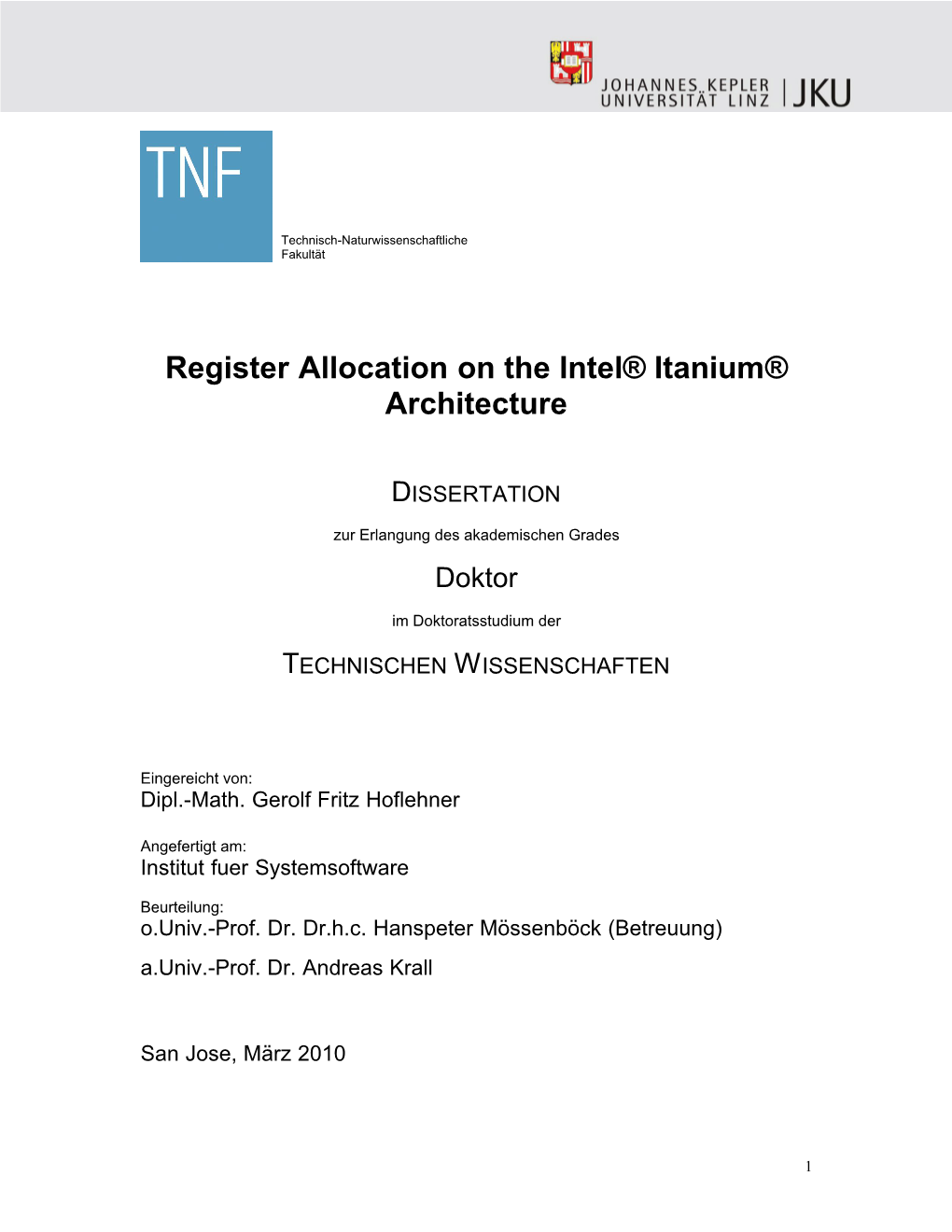 Register Allocation on the Intel® Itanium® Architecture