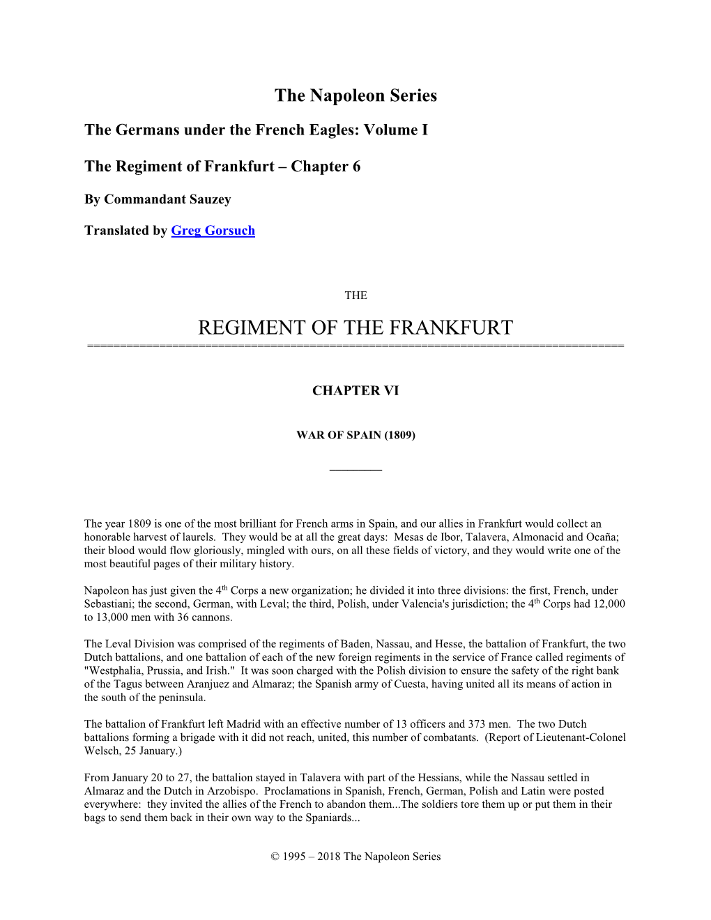 Regiment of the Frankfurt ======