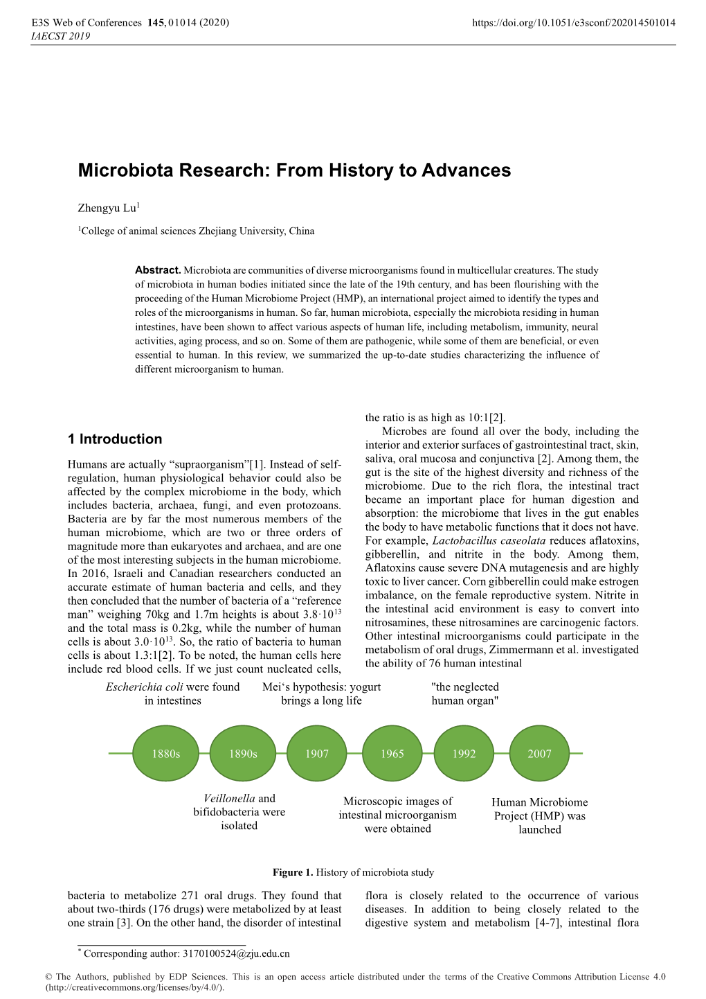 Microbiota Research: from History to Advances