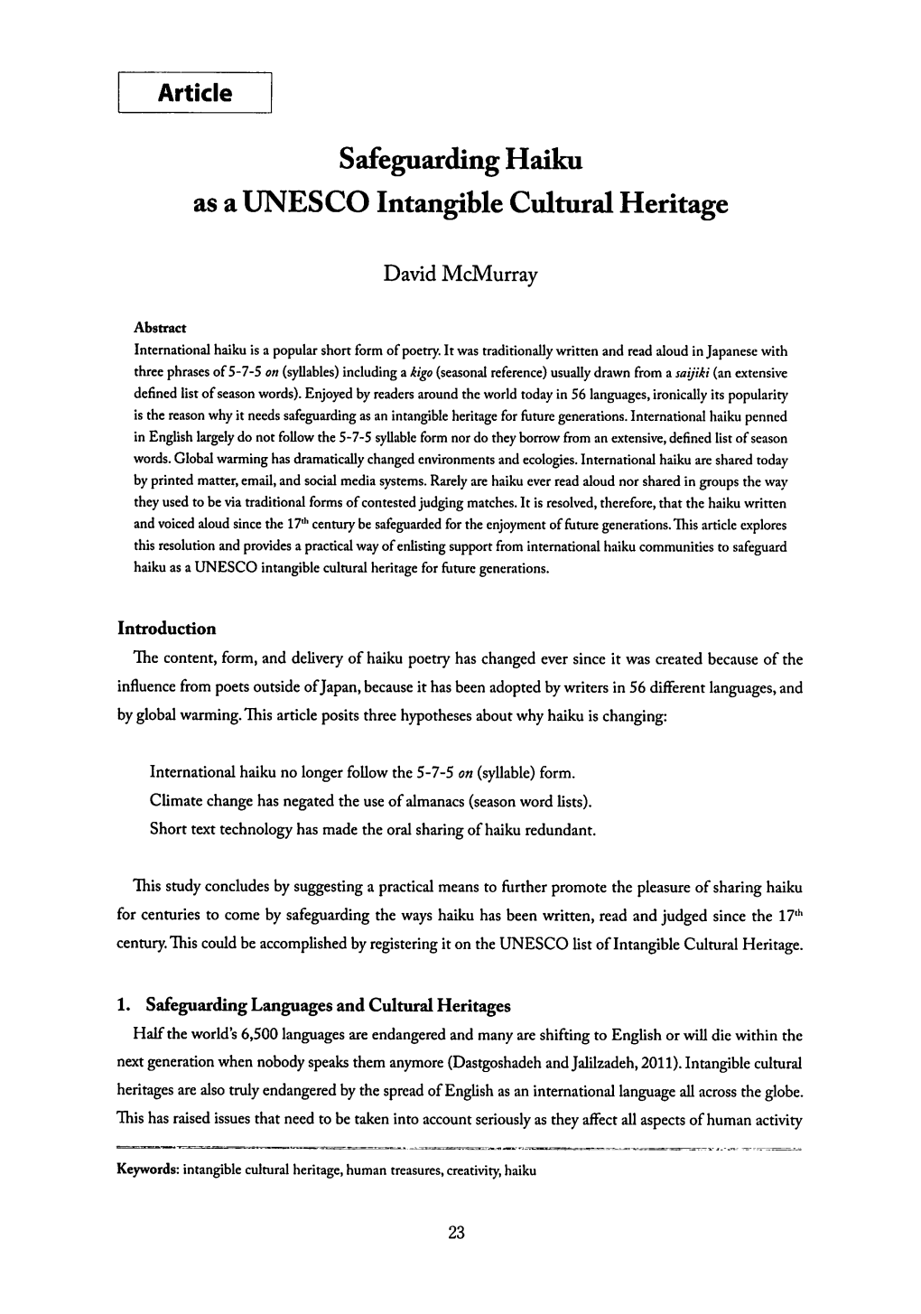 Safeguardinghaiku Asaunesco Intangible Cultural Heritage