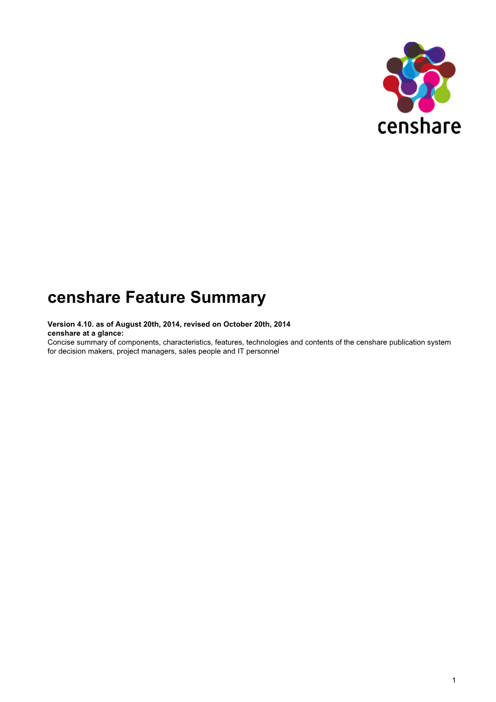 Censhare Feature Summary