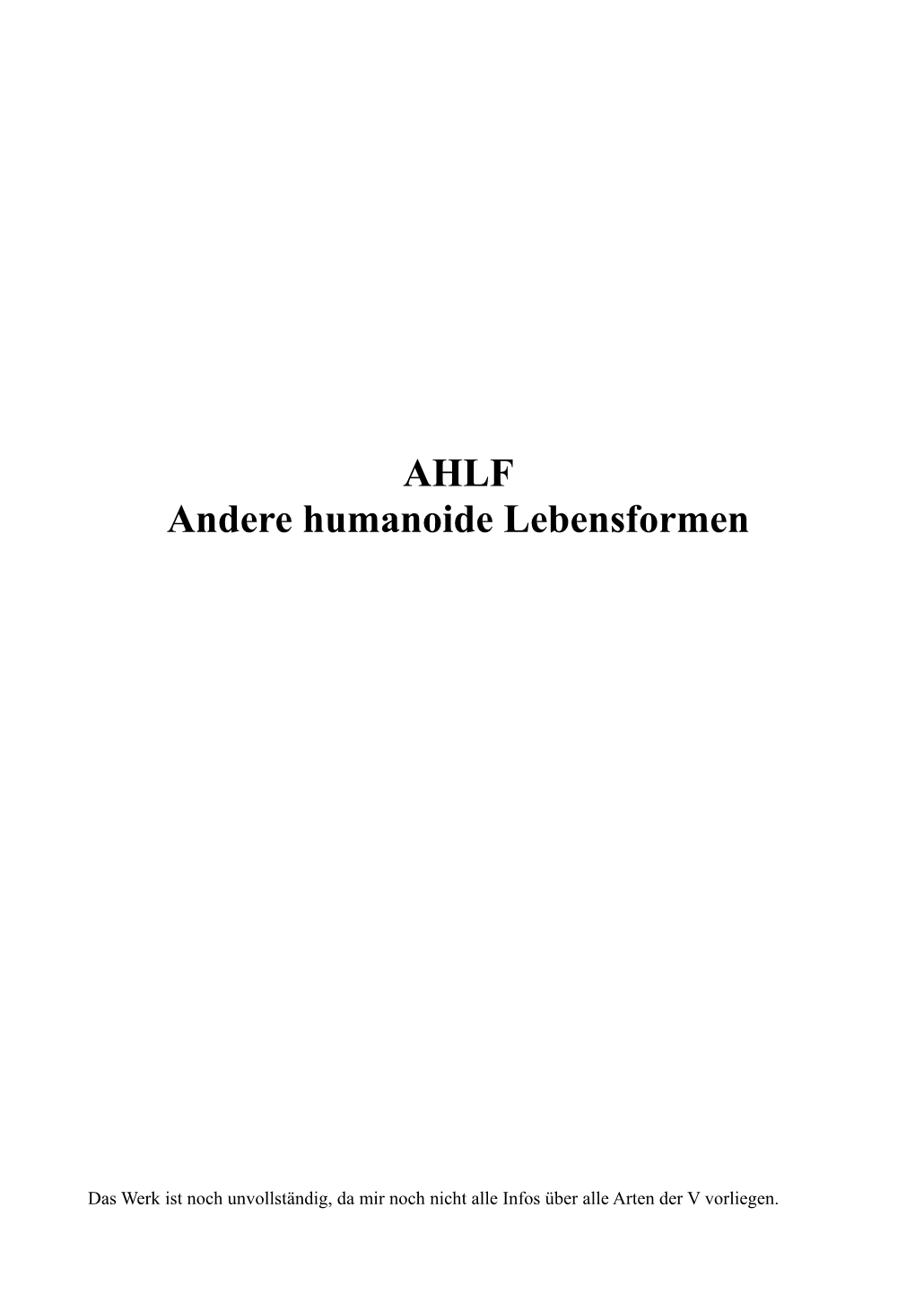 AHLF Andere Humanoide Lebensformen