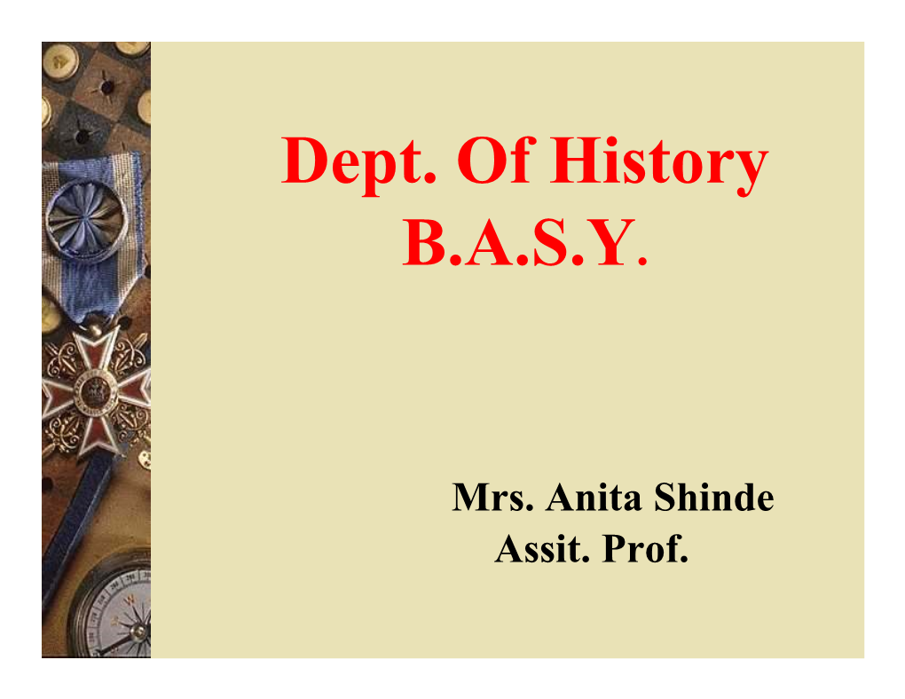 Dept. of History B.A.S.Y