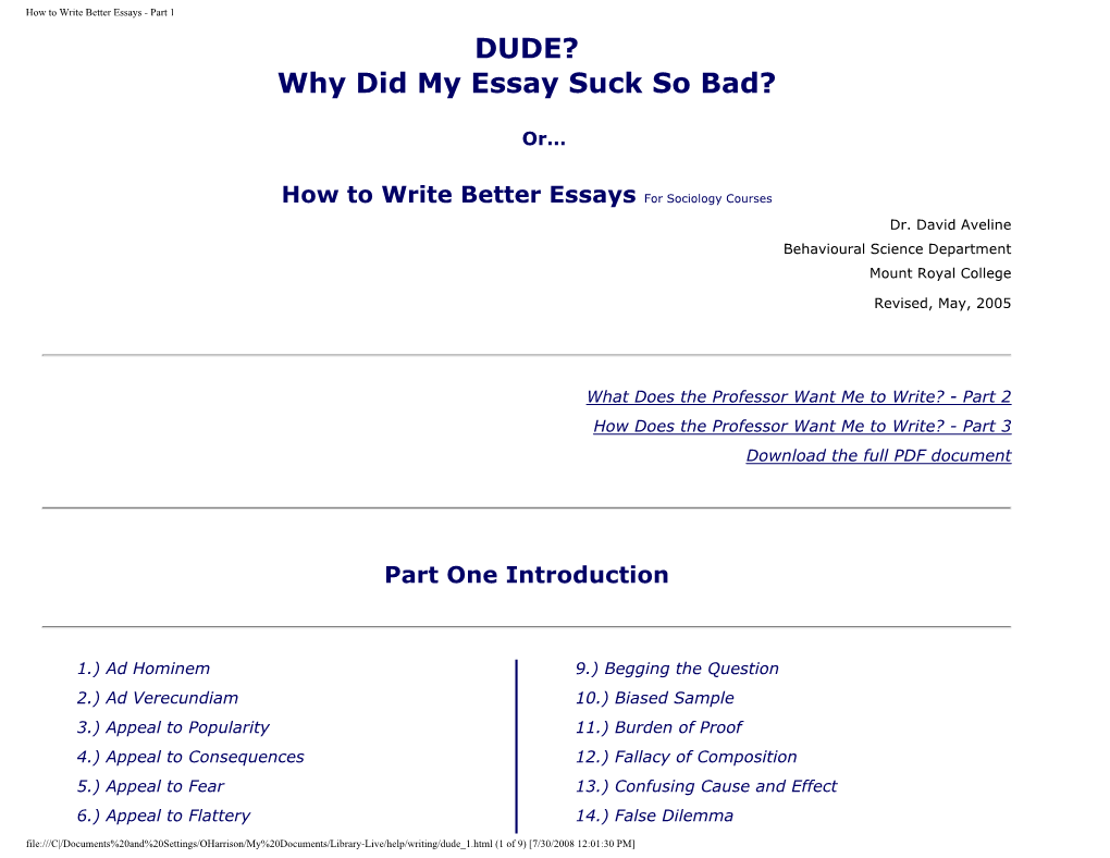 How to Write Better Essays - Part 1 DUDE? Why Did My Essay Suck So Bad?