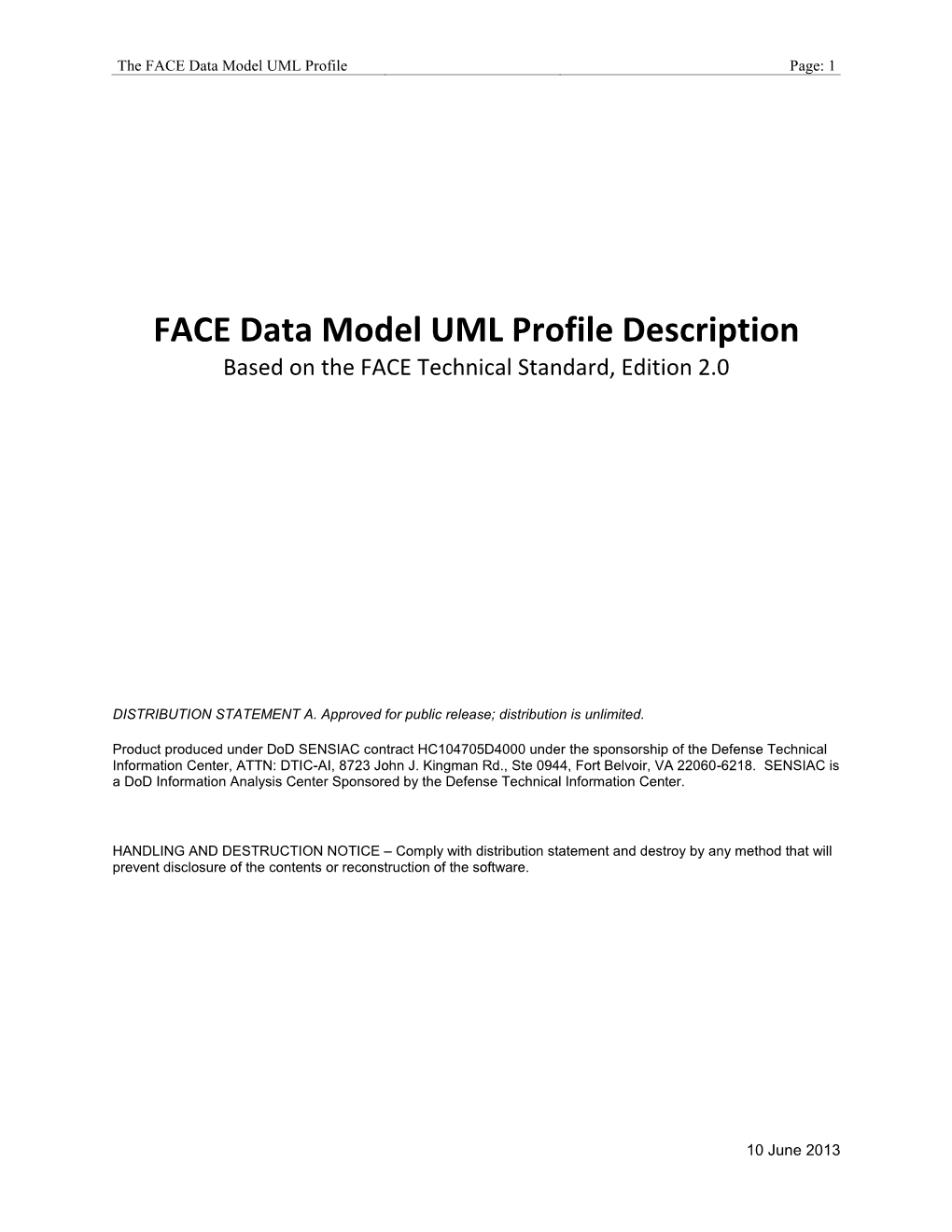 FACE Data Model UML Profile Description Based on the FACE Technical Standard, Edition 2.0