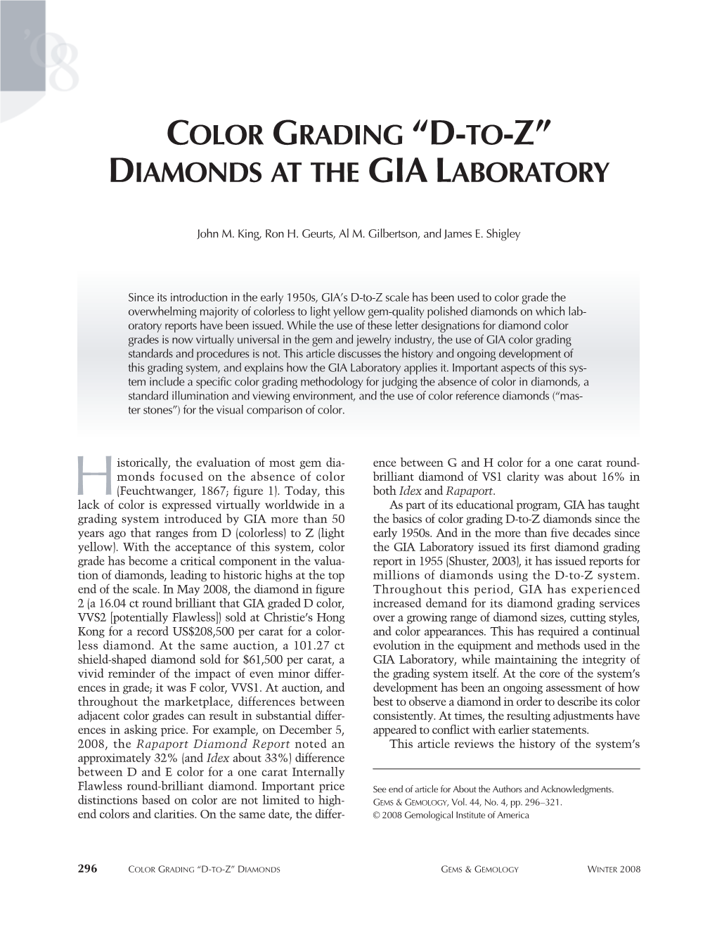 Color Grading “D-To-Z” Diamonds at the Gia Laboratory