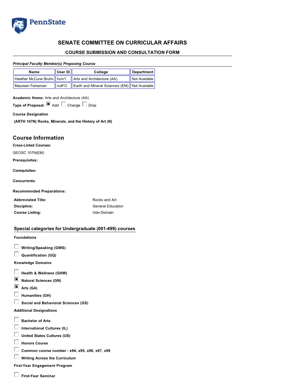 ARTH 107N / GEOSC 107N Rocks, Minerals, and the History Of