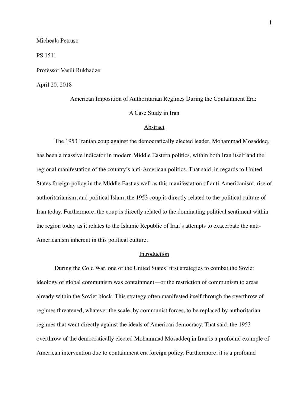 American Imposition of Authoritarian Regimes During the Containment Era