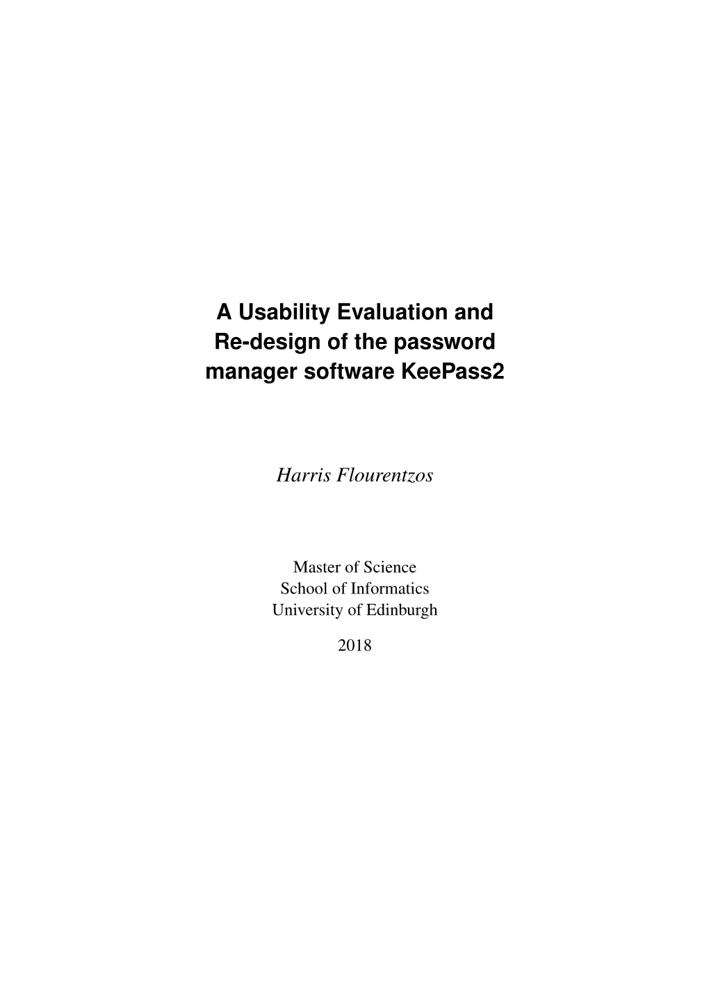 A Usability Evaluation and Re-Design of the Password Manager Software Keepass2