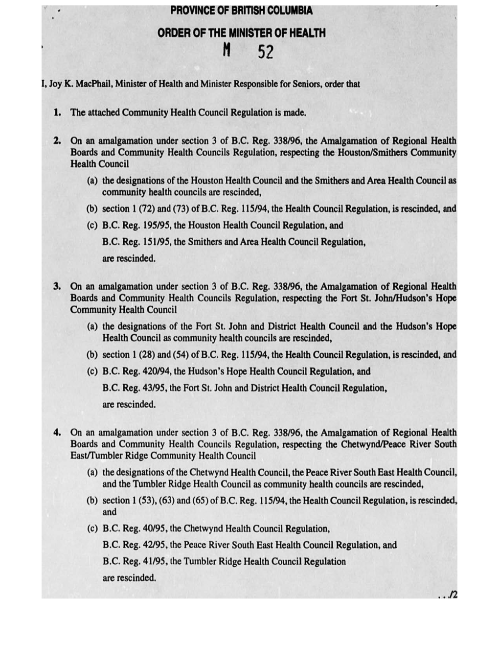 Ministerial Order 52/1997