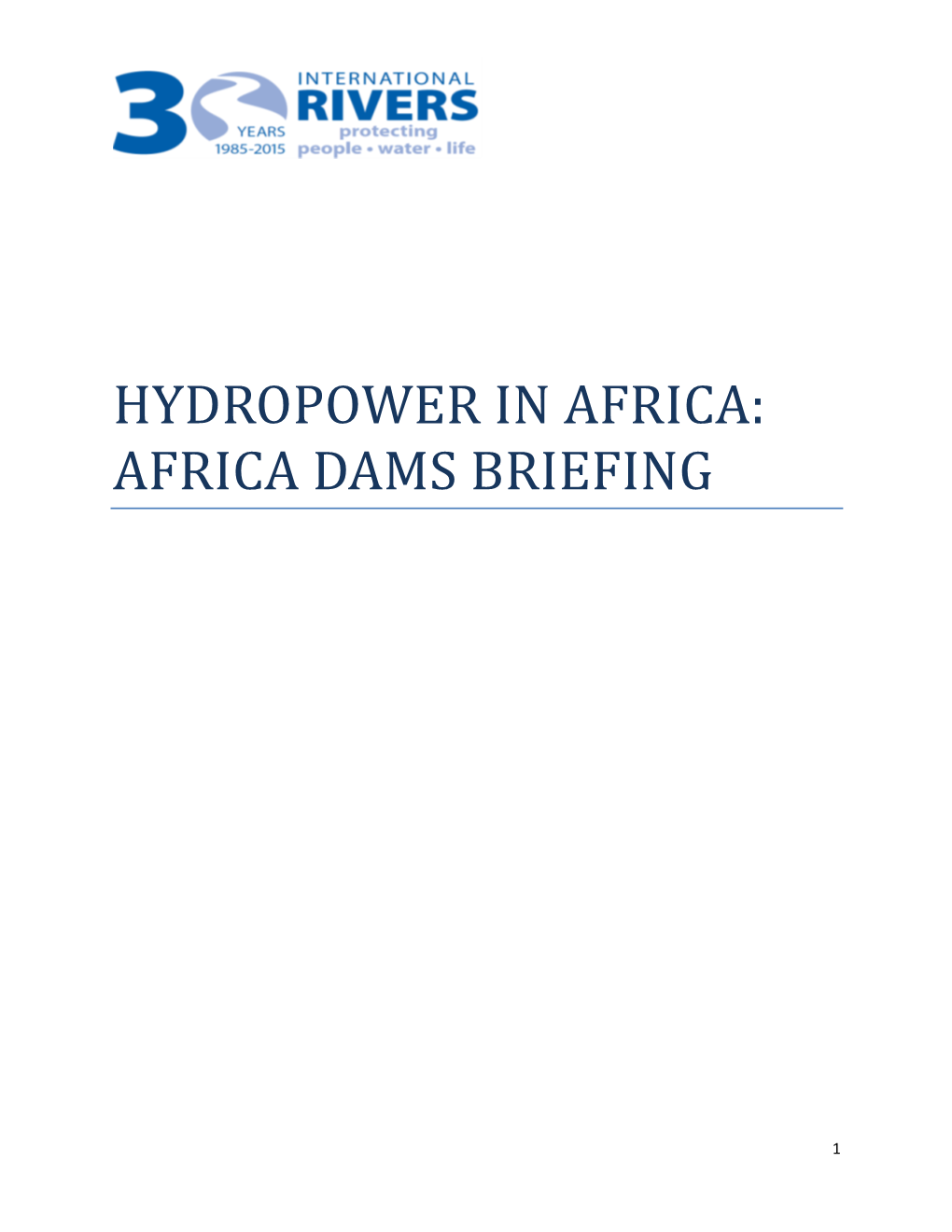 Hydropower in Africa: Africa Dams Briefing