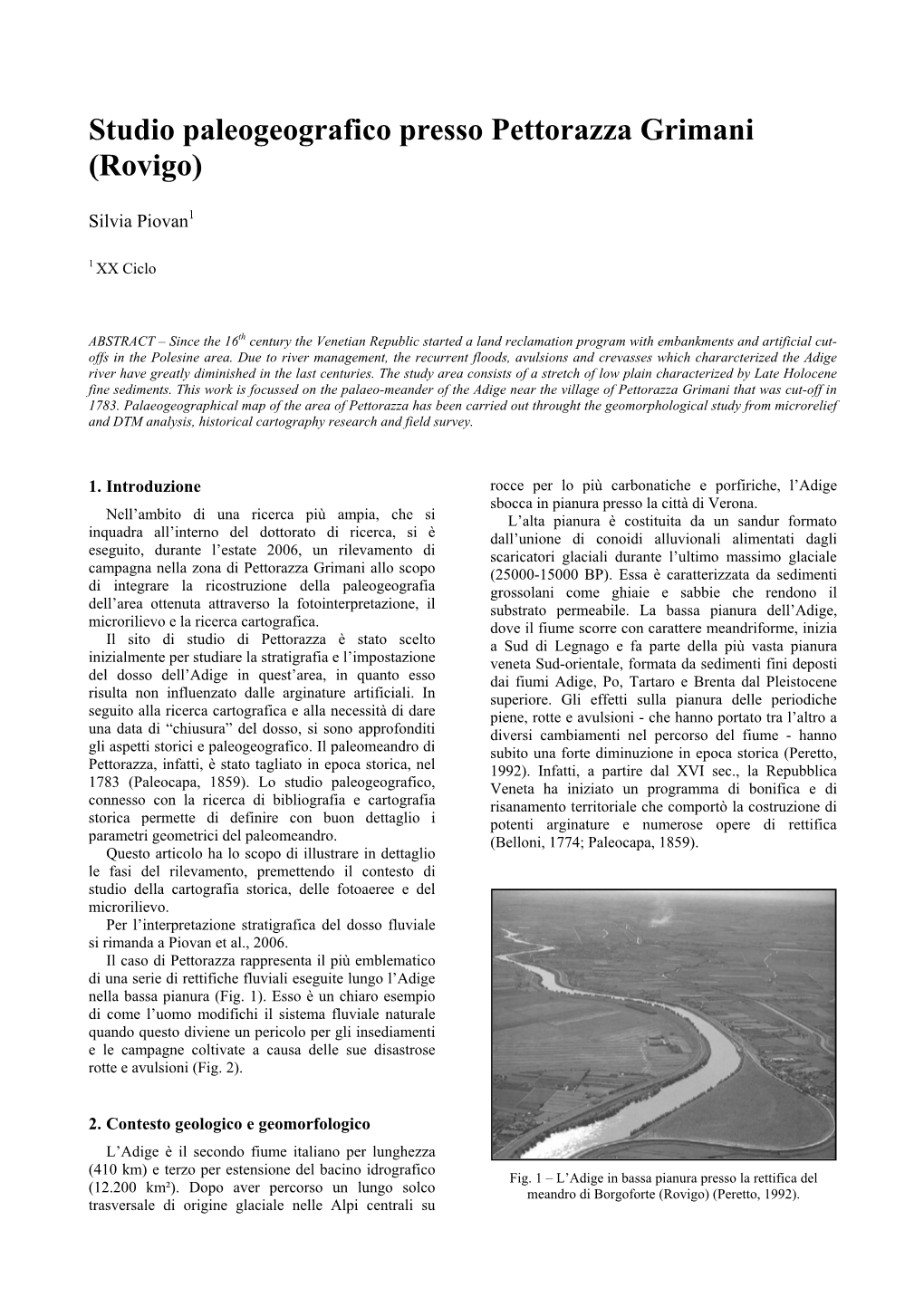 Studio Paleogeografico Presso Pettorazza Grimani (Rovigo)