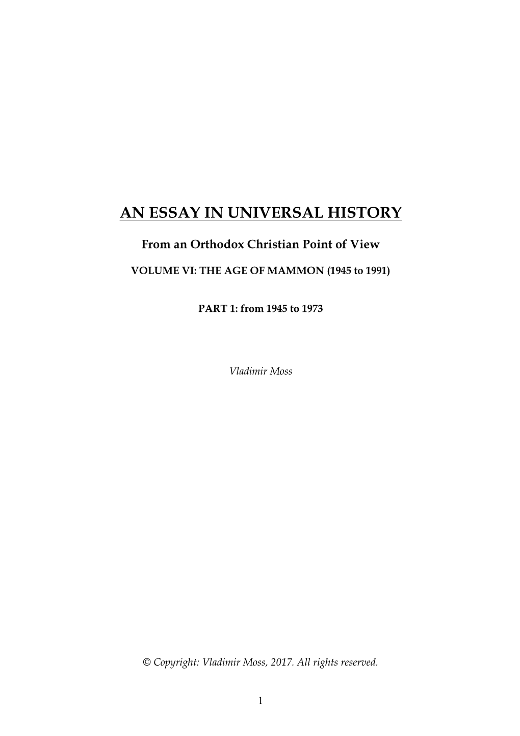 An Essay in Universal History