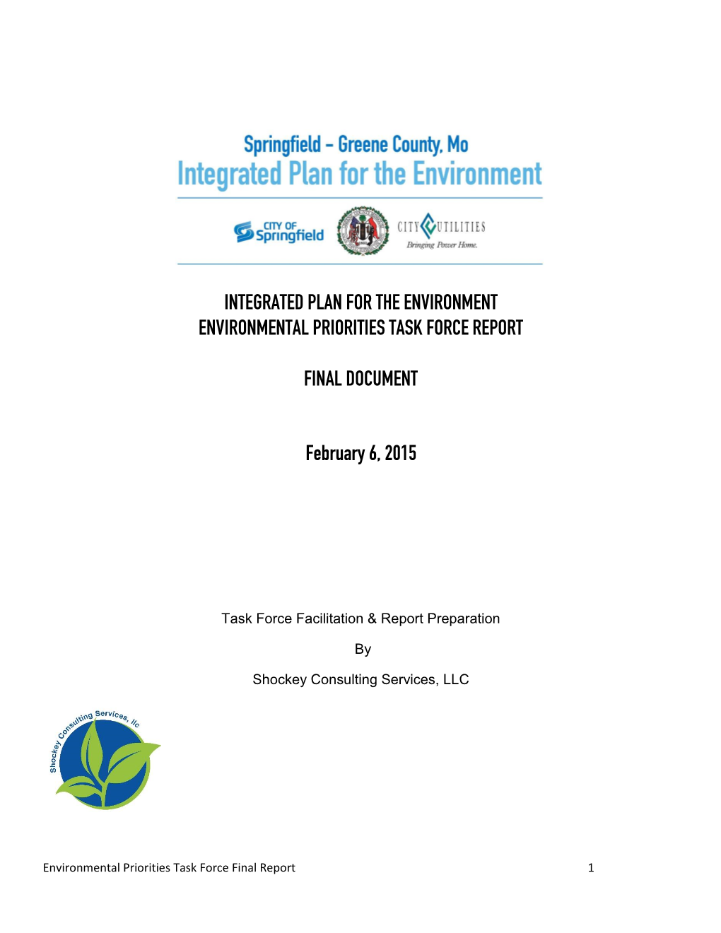 Integrated Plan for the Environment Environmental Priorities Task Force Report