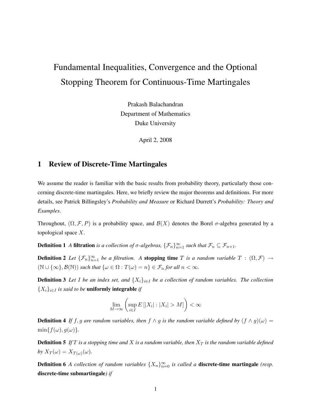 Fundamental Inequalities, Convergence and the Optional Stopping Theorem for Continuous-Time Martingales