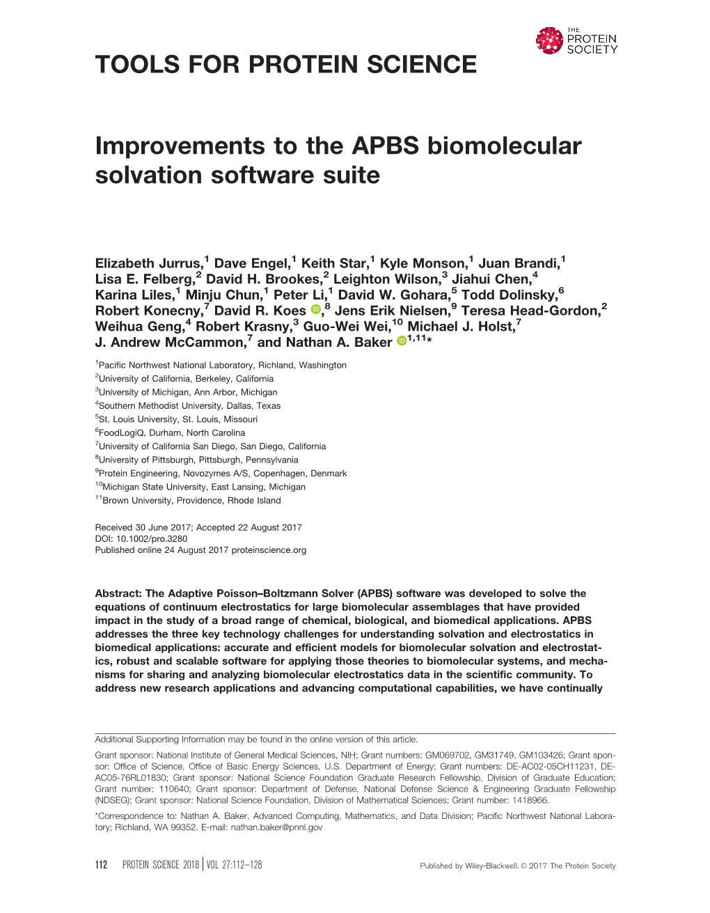 Improvements to the APBS Biomolecular Solvation Software Suite