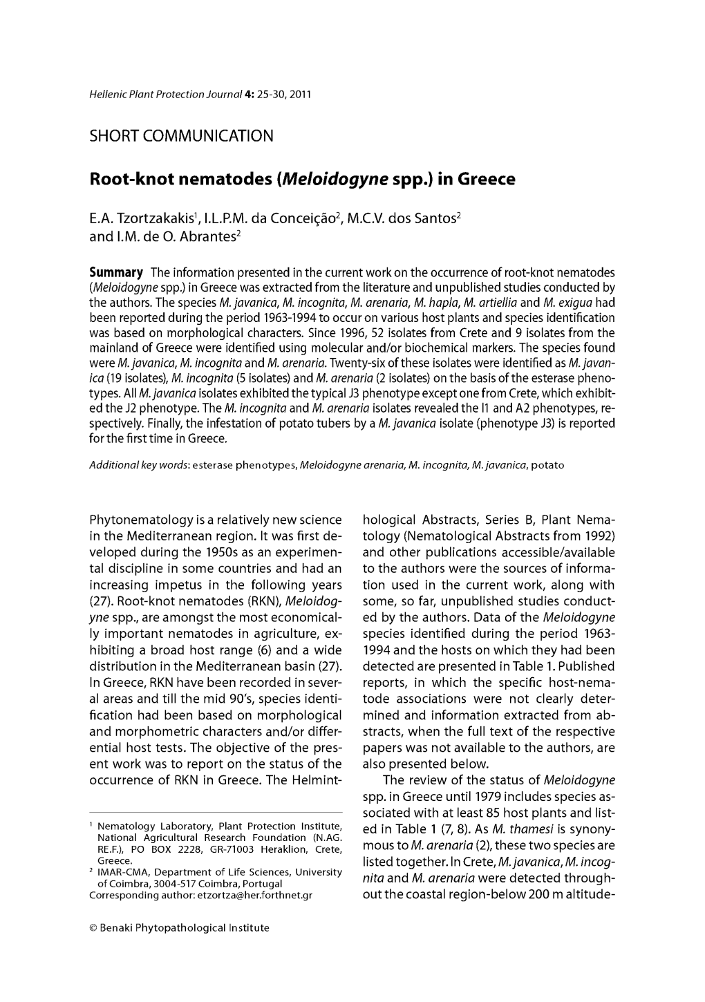 Root-Knot Nematodes (Meloidogyne Spp.) in Greece