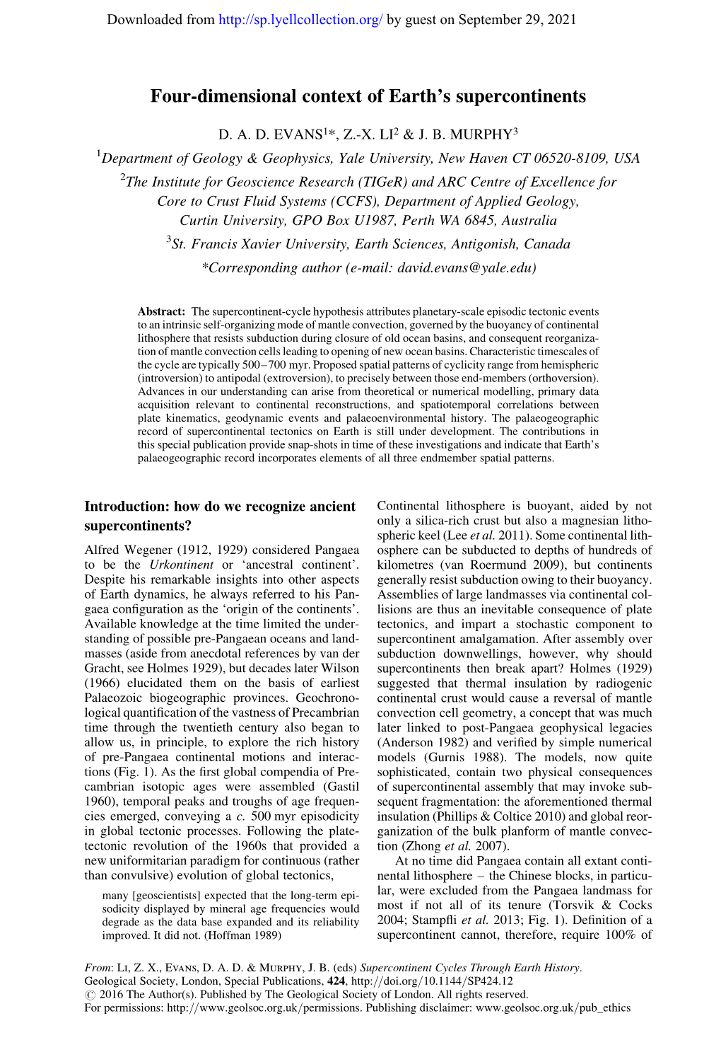 Four-Dimensional Context of Earth's Supercontinents