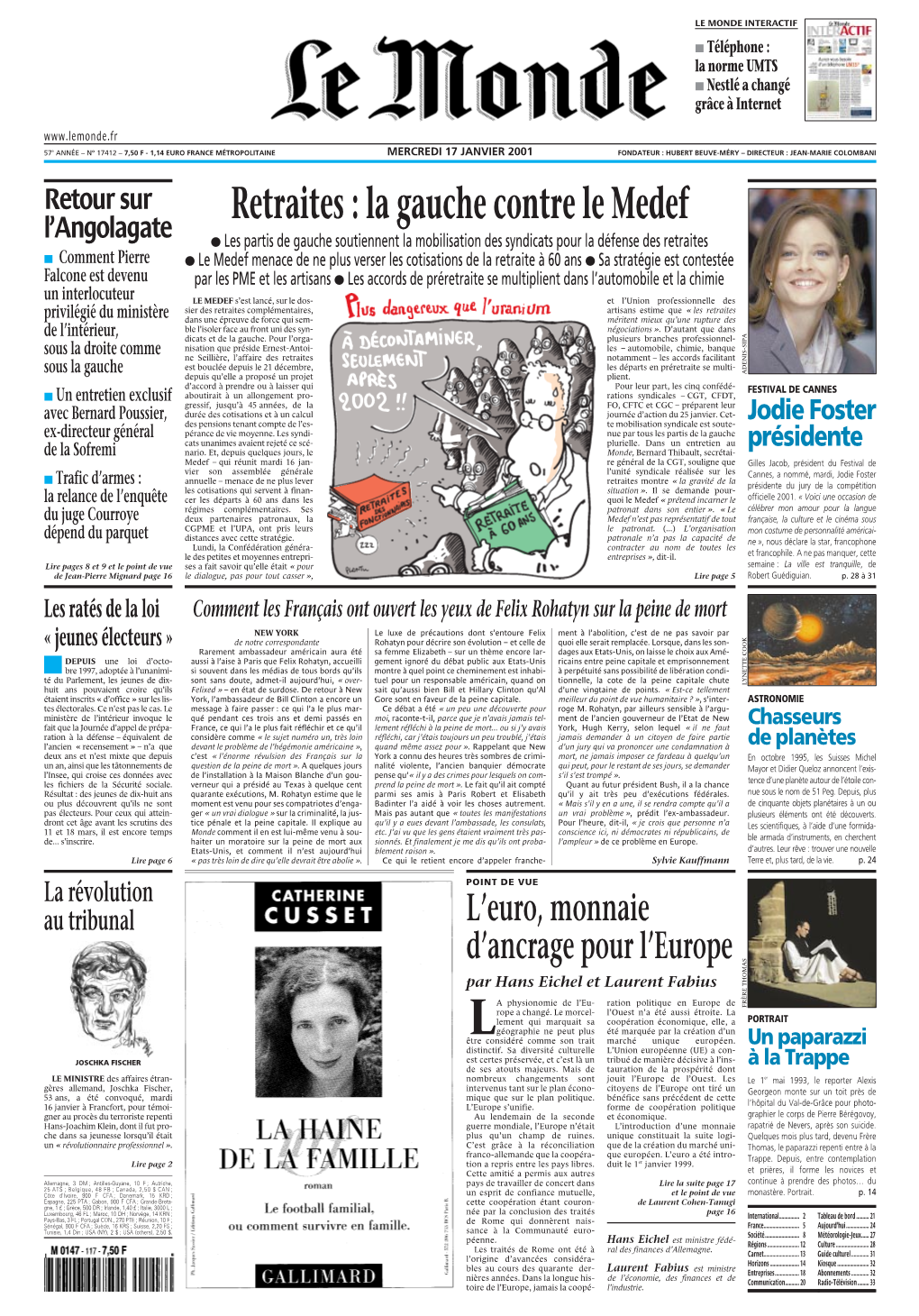 LE MONDE/PAGES&lt;UNE&gt;