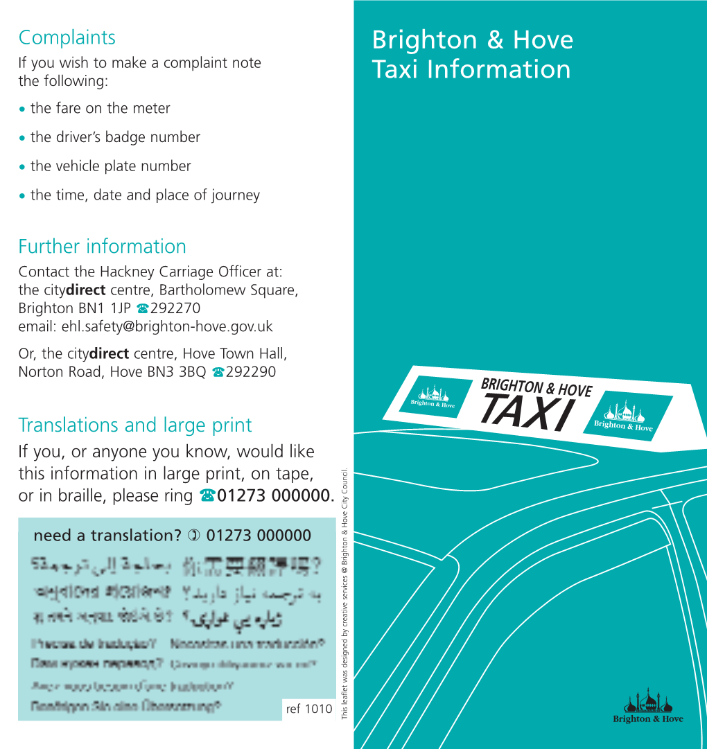 Brighton & Hove Taxi Information