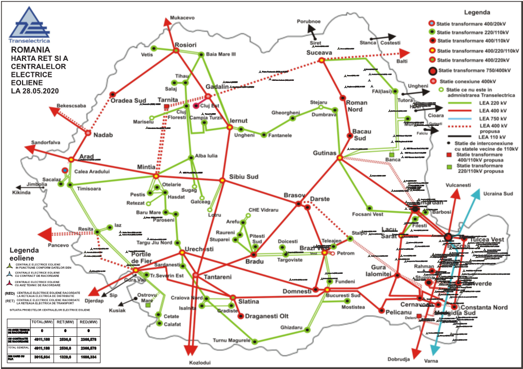 Harta Ret Si a Electrice Centralelor