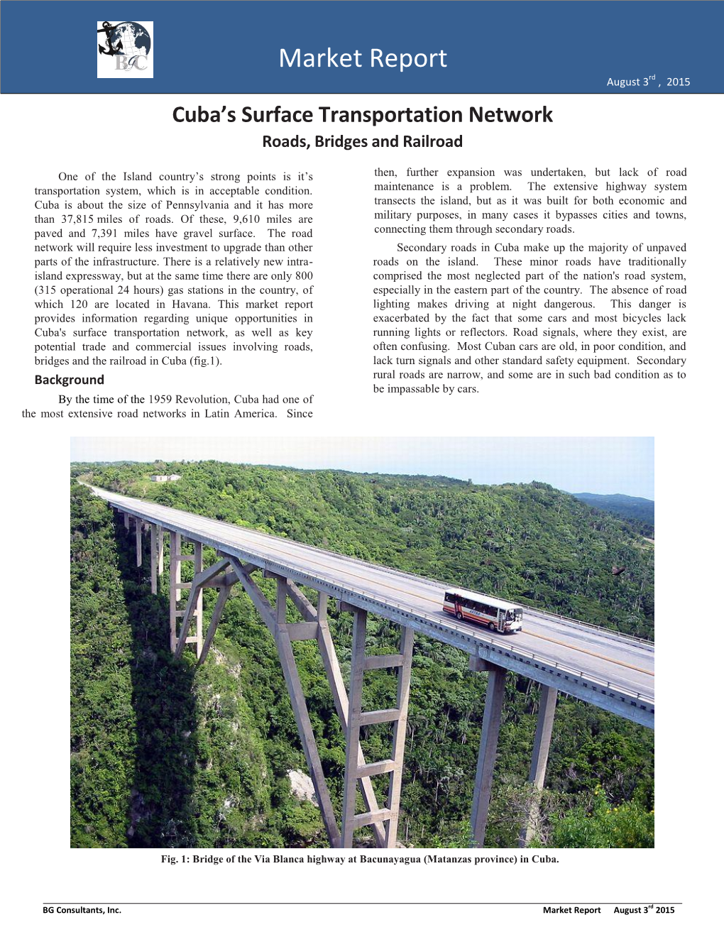 Cuba's Surface Transportation Network Roads, Bridges And