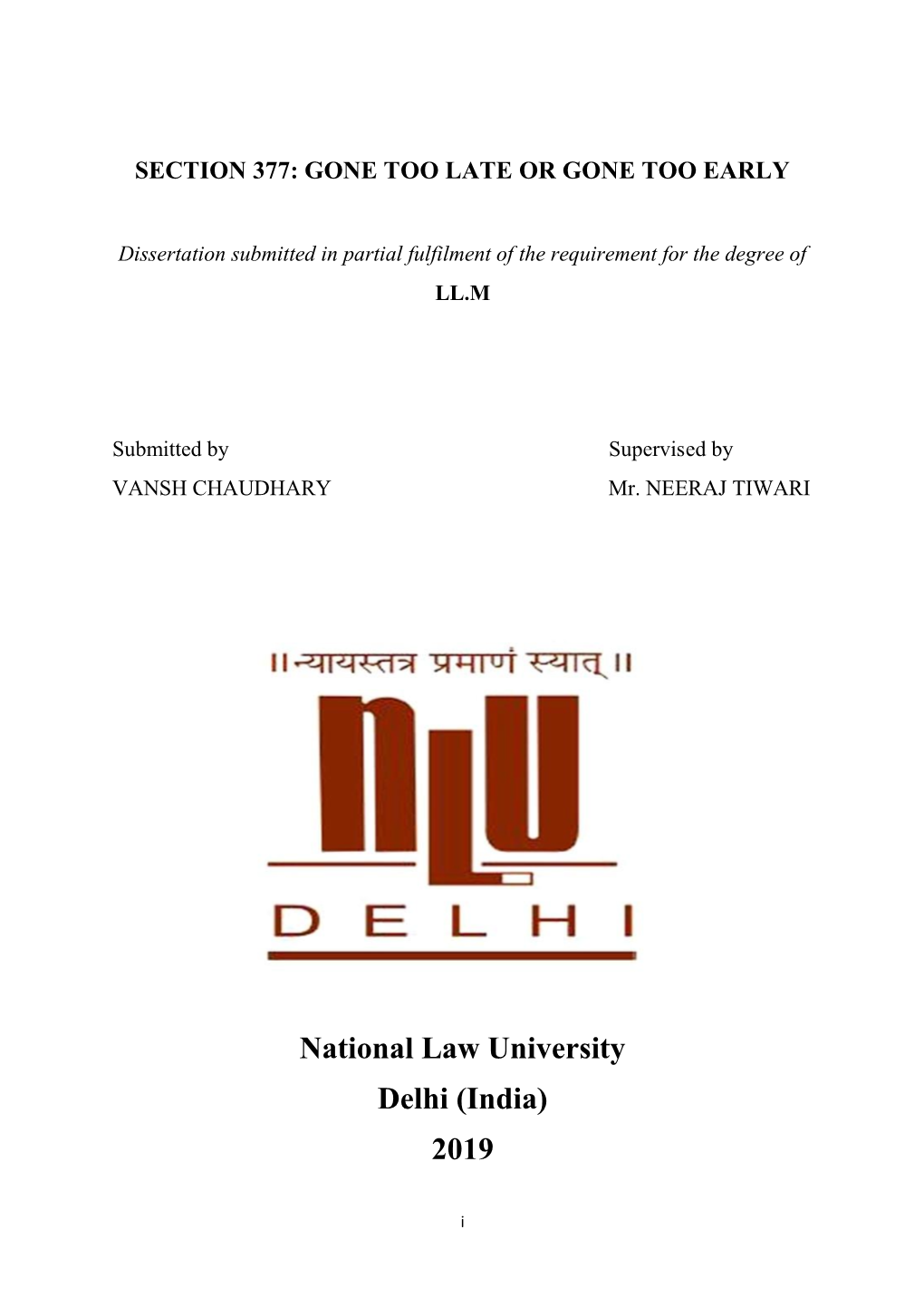 National Law University Delhi (India) 2019