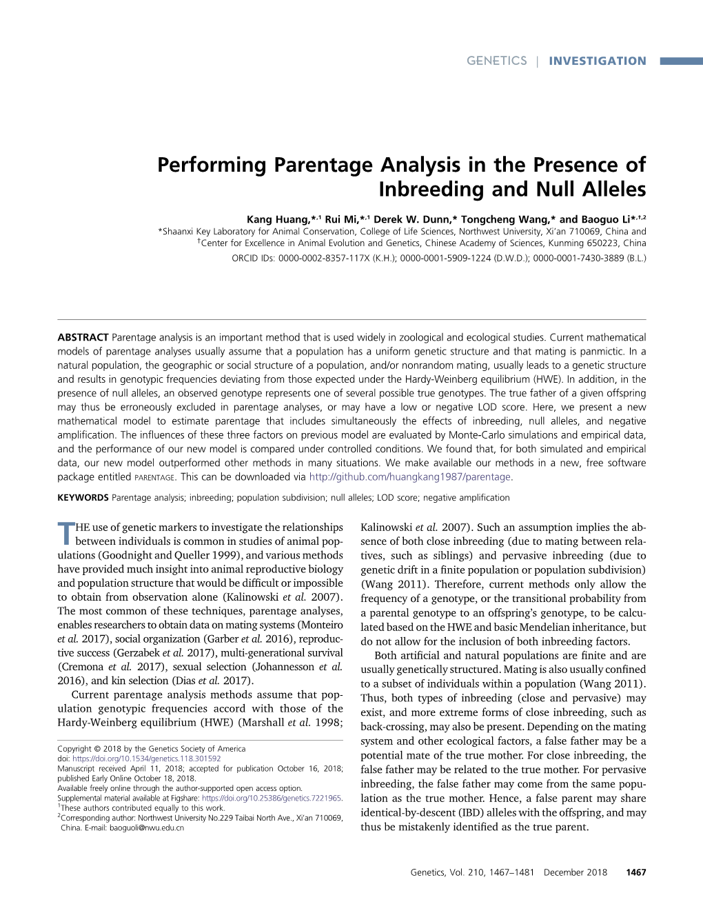 Performing Parentage Analysis in the Presence of Inbreeding and Null Alleles