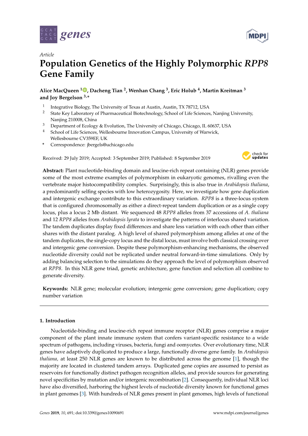 Population Genetics of the Highly Polymorphic RPP8 Gene Family