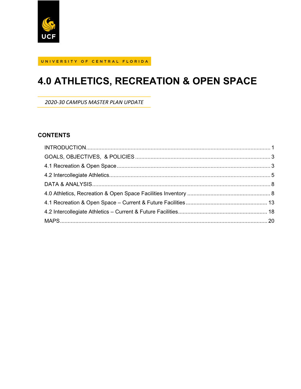 4.0 Athletics, Recreation & Open Space