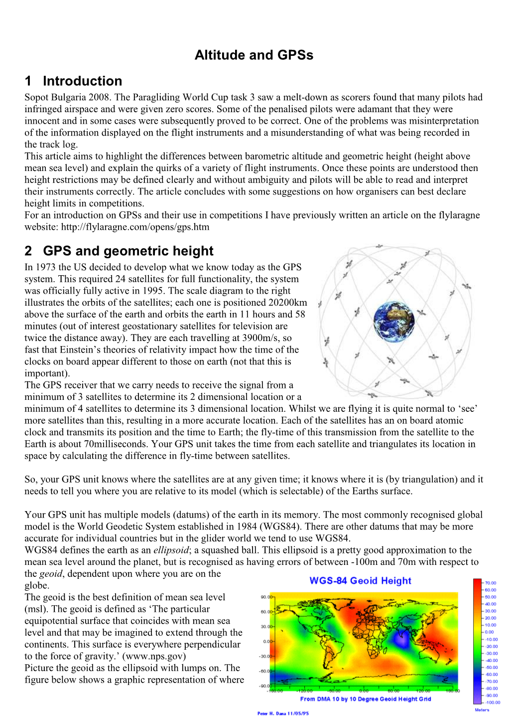 Altitude and Gpss 1 Introduction 2 GPS and Geometric Height