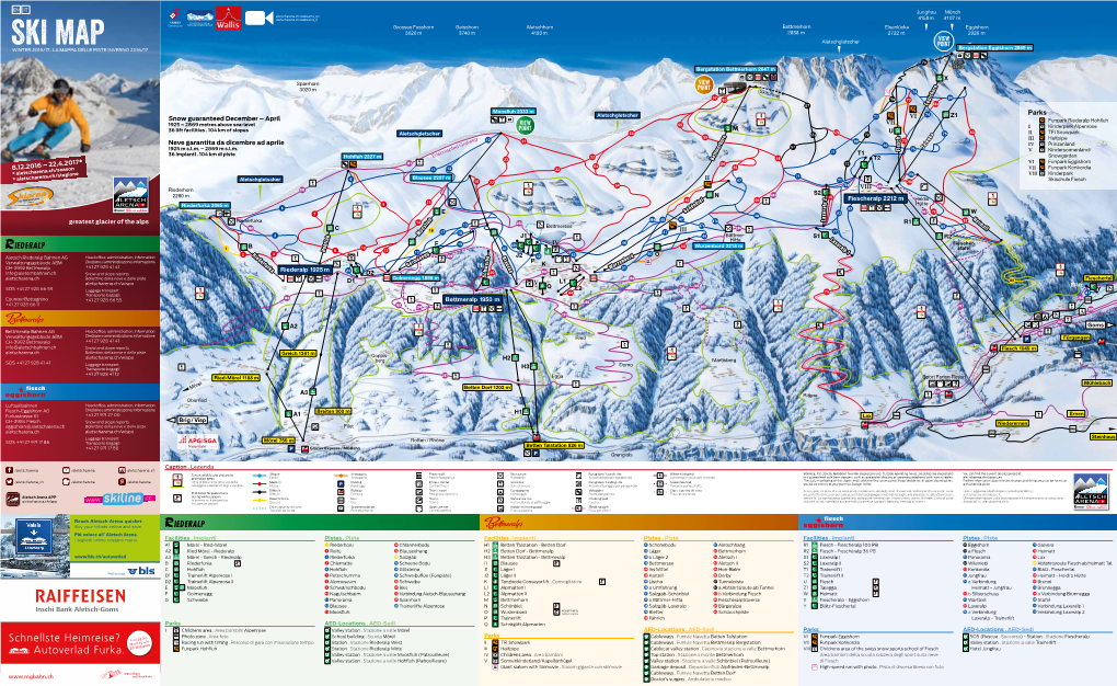 SKI MAP Bergstation Eggishorn 2869 M WINTER 2016/17