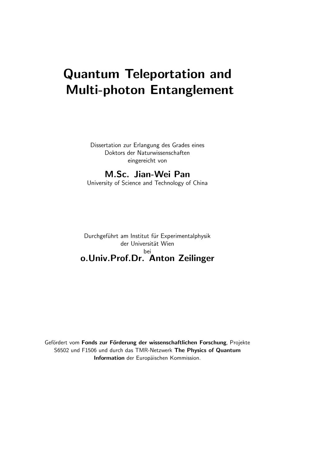 Quantum Teleportation and Multi-Photon Entanglement