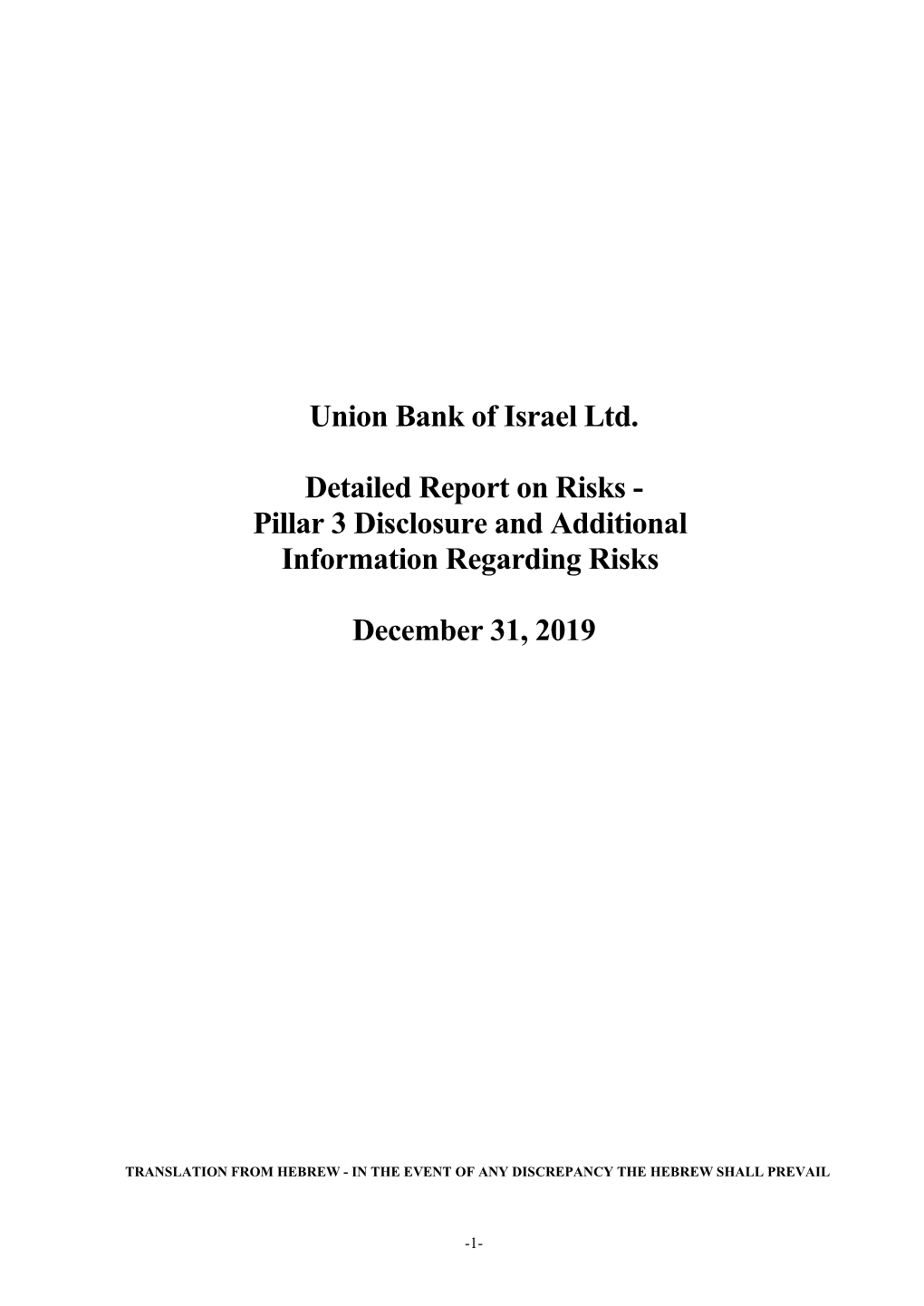 Union Bank of Israel Ltd. Detailed Report on Risks