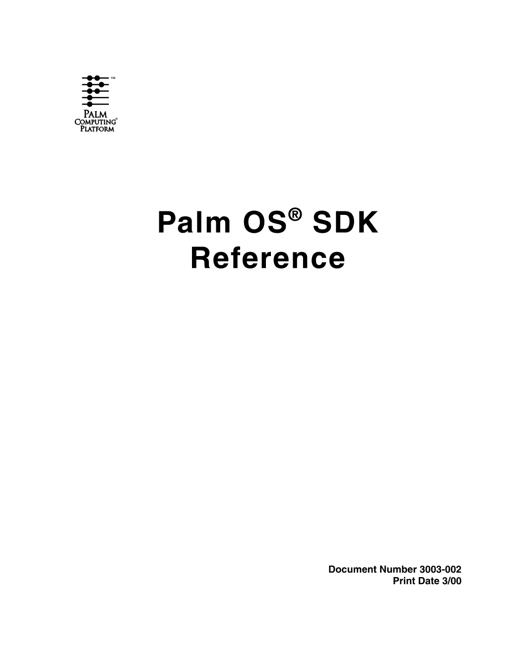 Palm OS SDK Reference Palm, Inc