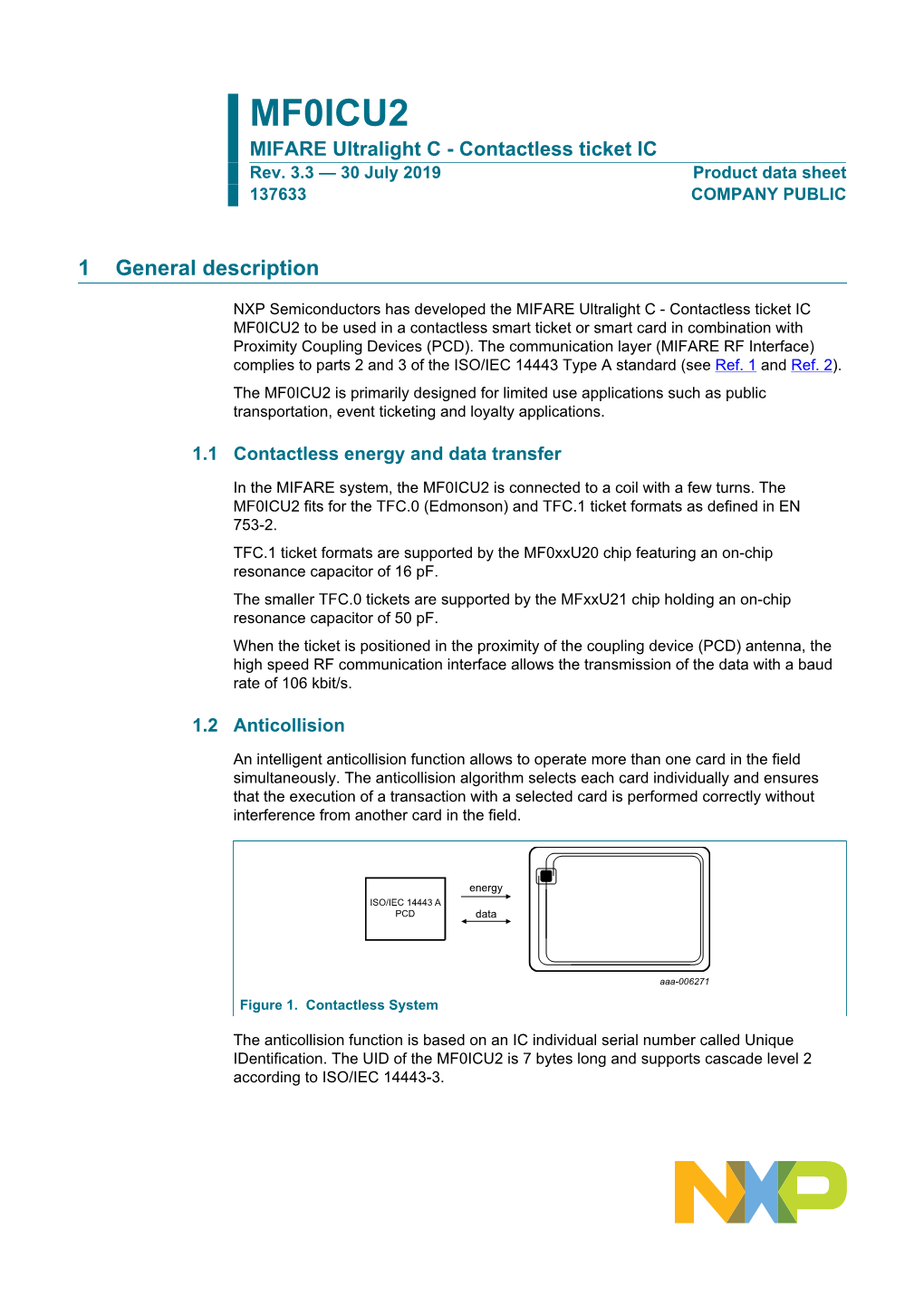 MIFARE Ultralight C - Contactless Ticket IC Rev