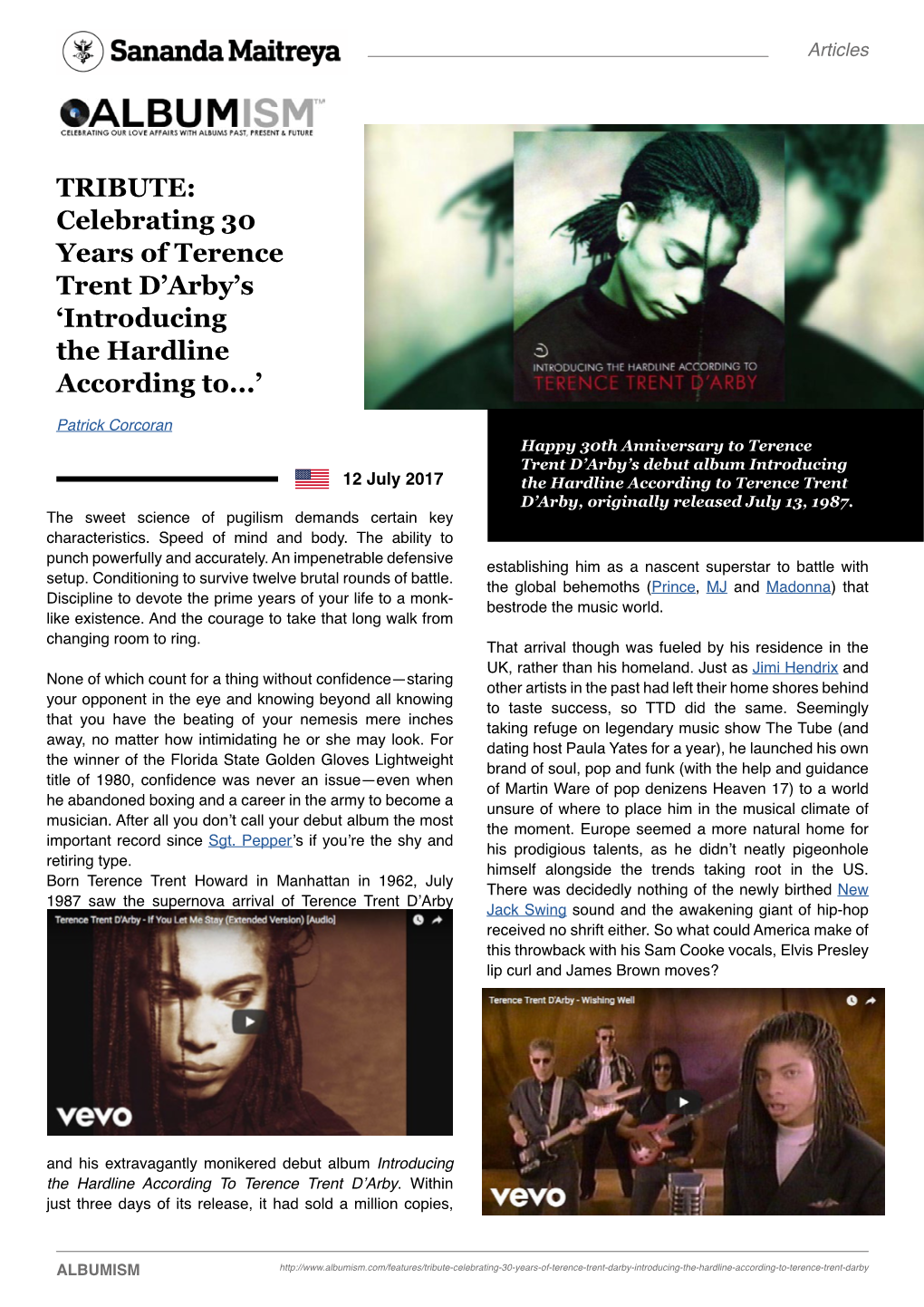 TRIBUTE: Celebrating 30 Years of Terence Trent D'arby's 'Introducing