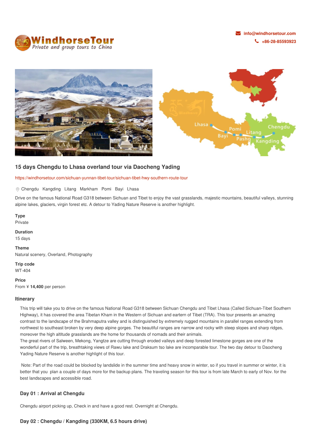 15 Days Chengdu to Lhasa Overland Tour Via Daocheng Yading