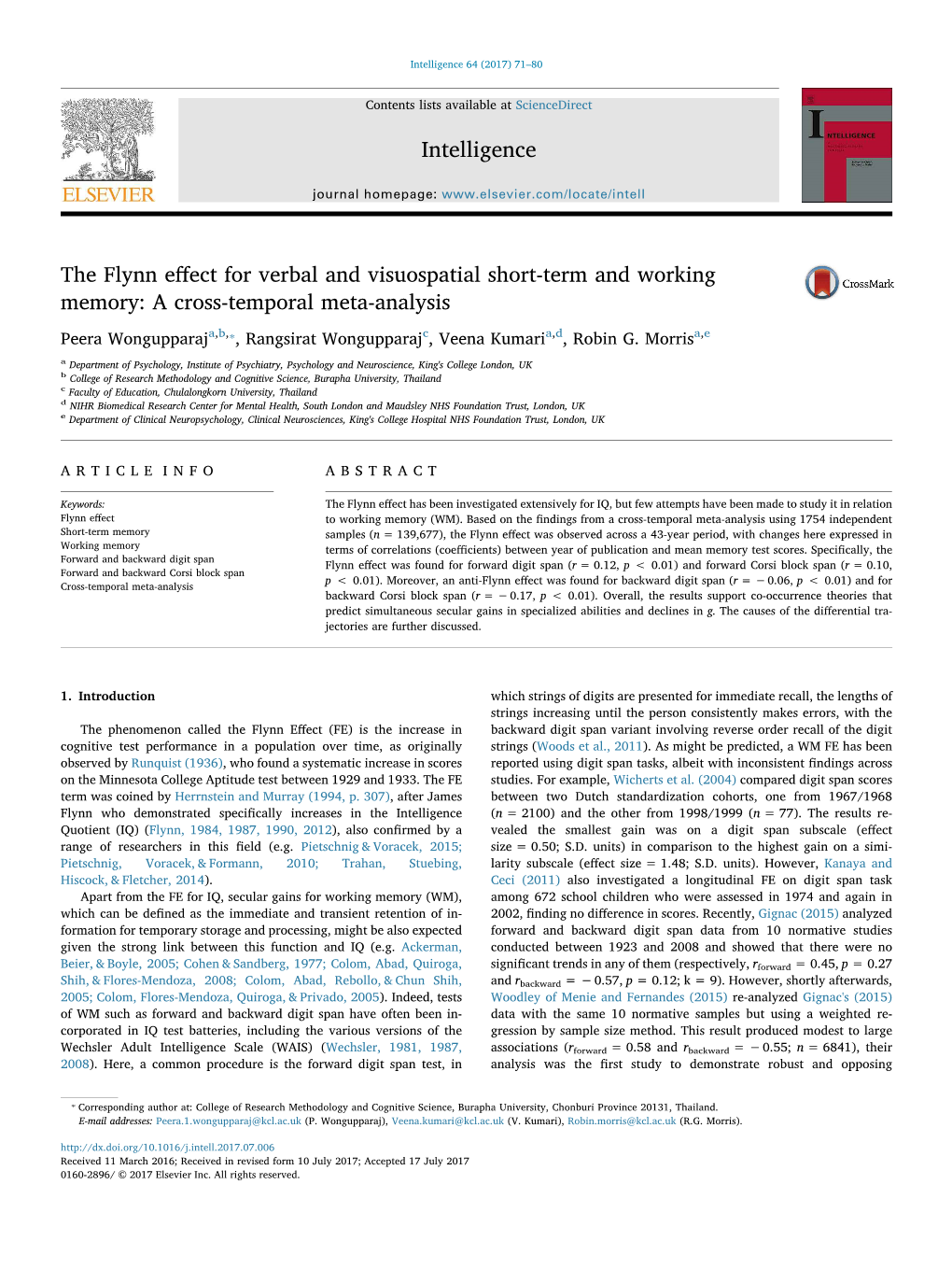 A Cross–Temporal Meta–Analysis